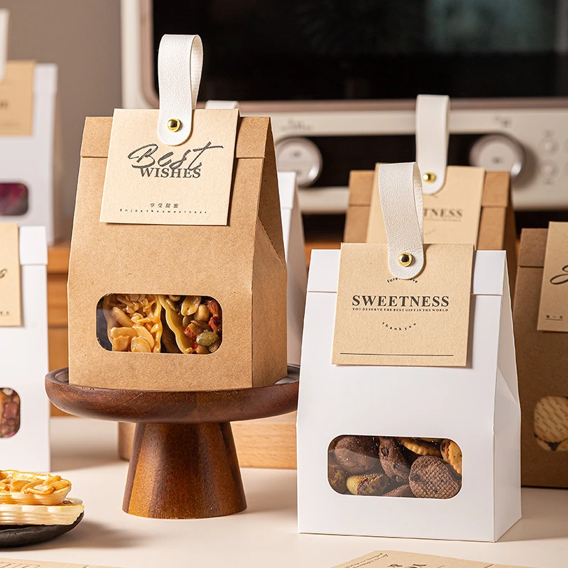 饼干包装袋雪花酥曲奇牛皮纸袋糖果牛轧太妃专用食品打包盒子烘焙
