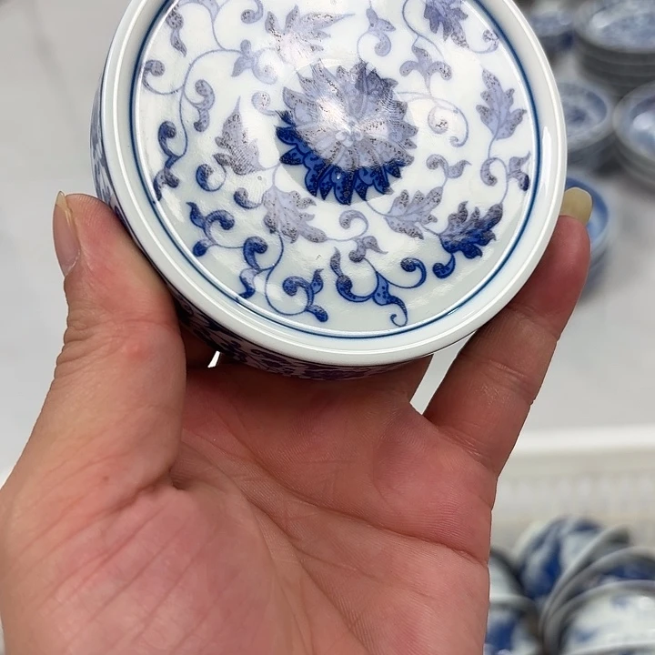 瓷片青花缠枝莲杯垫景德镇