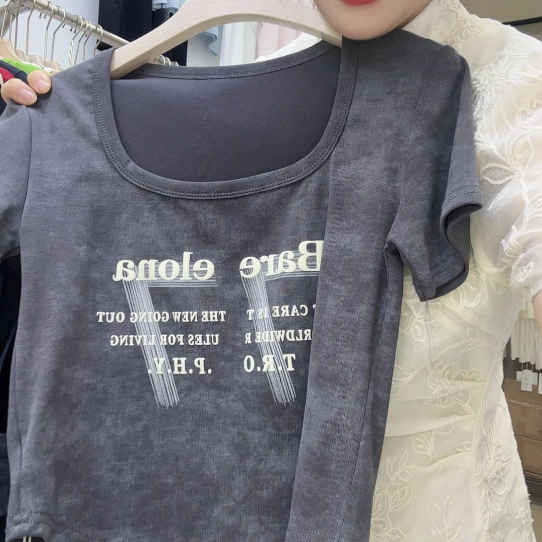 超短款棉短袖短款