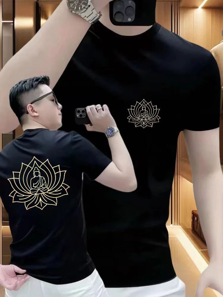 2025夏季新款国潮纯棉短袖t恤衫男宽松潮牌百搭半袖圆领上衣服ins