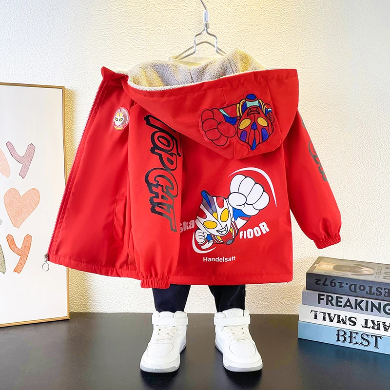 2025帅气休闲男童春秋外套加绒亮灯夹克卡通宝宝韩版宽松外套男孩
