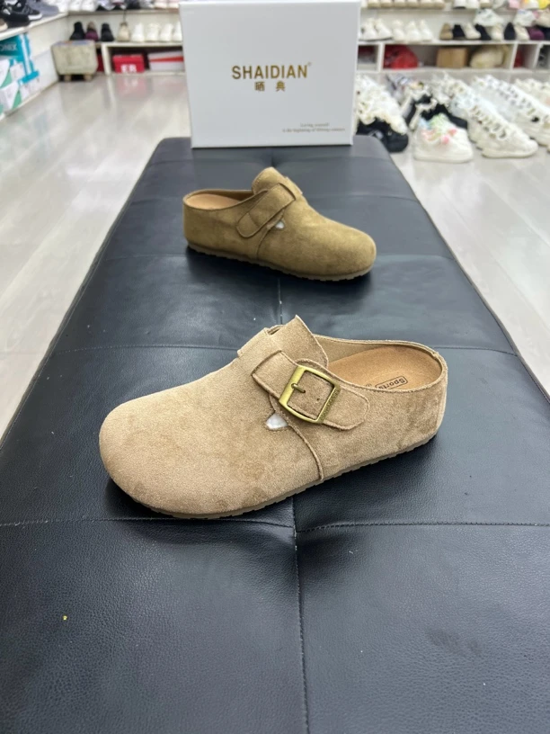 内增高4公分森系低跟胶粘鞋包头包头拖平底韩版甜辣千金博肯半拖