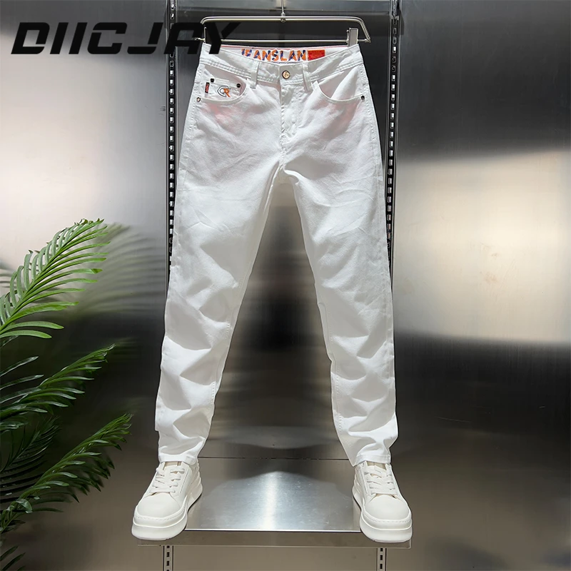 DIIC JAY/狄杰【轻商务】白色牛仔裤男夏季薄款百搭修身弹力休闲裤