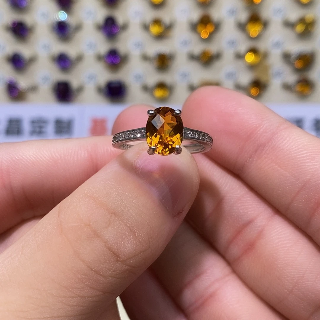 银S925镶嵌珠宝半成品水晶纯天然黄水晶假一赔十80元
