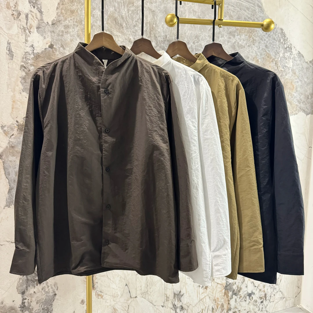 男士潮牌ins时尚简约老钱风美拉德长袖衬衫春夏复古美式休闲衬衣