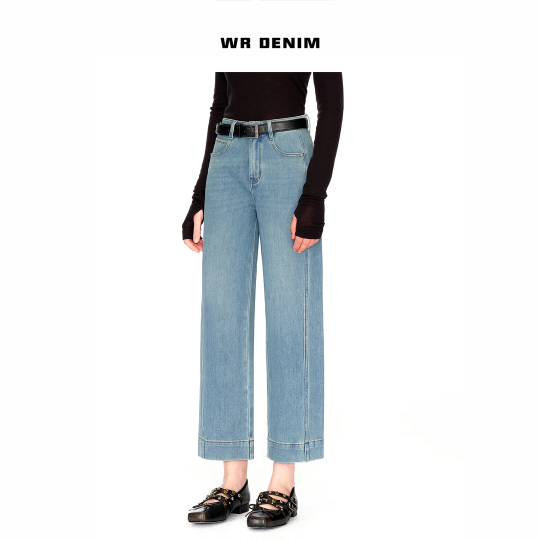 WR DENIM 夏季新品质感高腰宽松阔腿九分牛仔裤女显瘦时尚 861