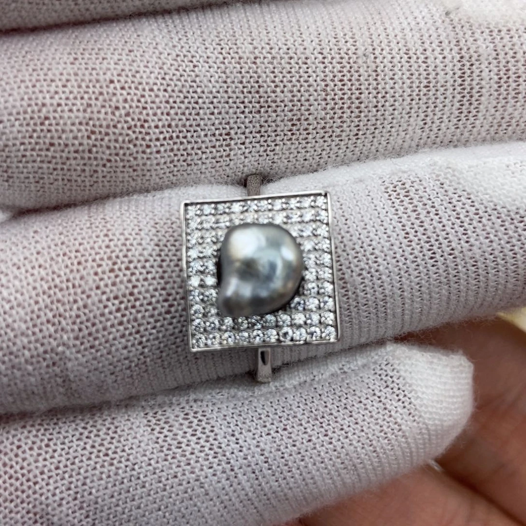 海水珍珠戒指银S925镶嵌