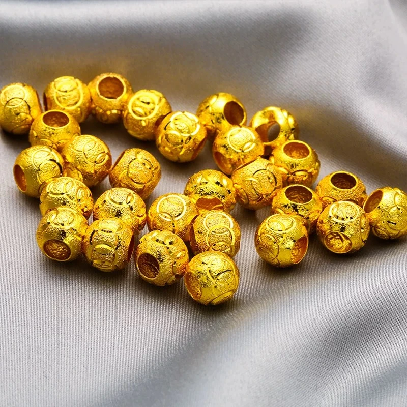 【玖玖甄选】K黄色古法时来运转琳琅满目路路通转运珠【SCD14】