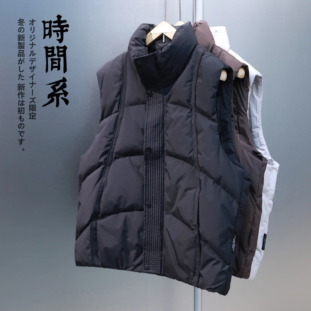 【时间系】立领保暖羽绒马甲男冬季新款无袖羽绒服坎肩外套