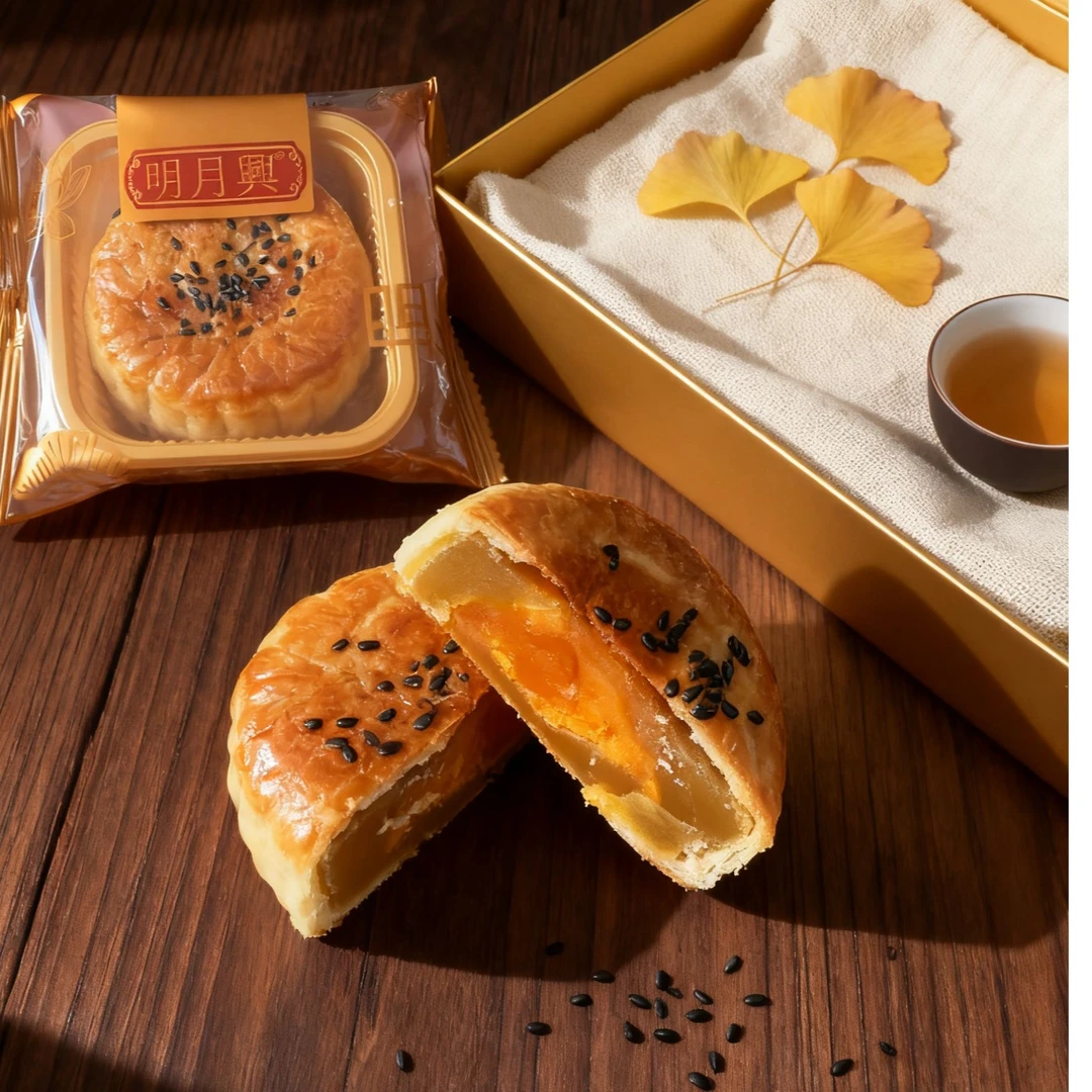 明月興手工莲蓉蛋黄酥咸香蛋黄+整颗蛋黄传统美食炒粉糕点零食