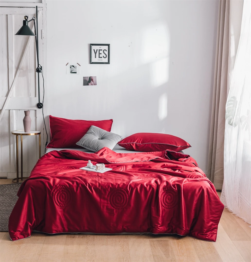 安哥【FL福利夏被】波尔多红：60支长绒棉纯色夏被（冷水洗）LSN-ZD