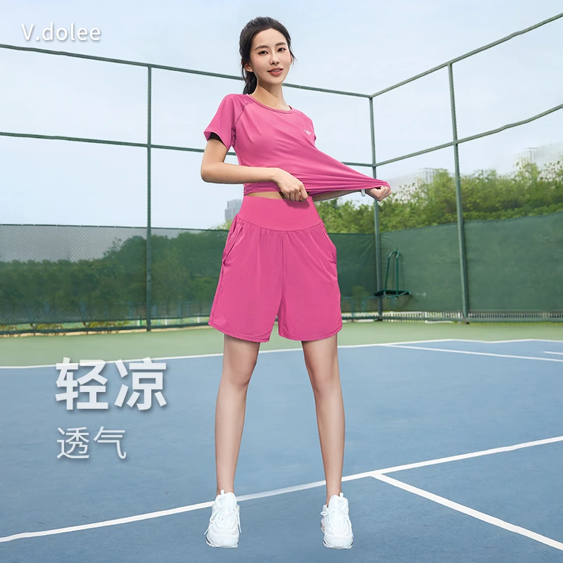 【套装】瑜伽服夏季薄款羽毛球运动健身宽松透气显瘦速干衣女款1230