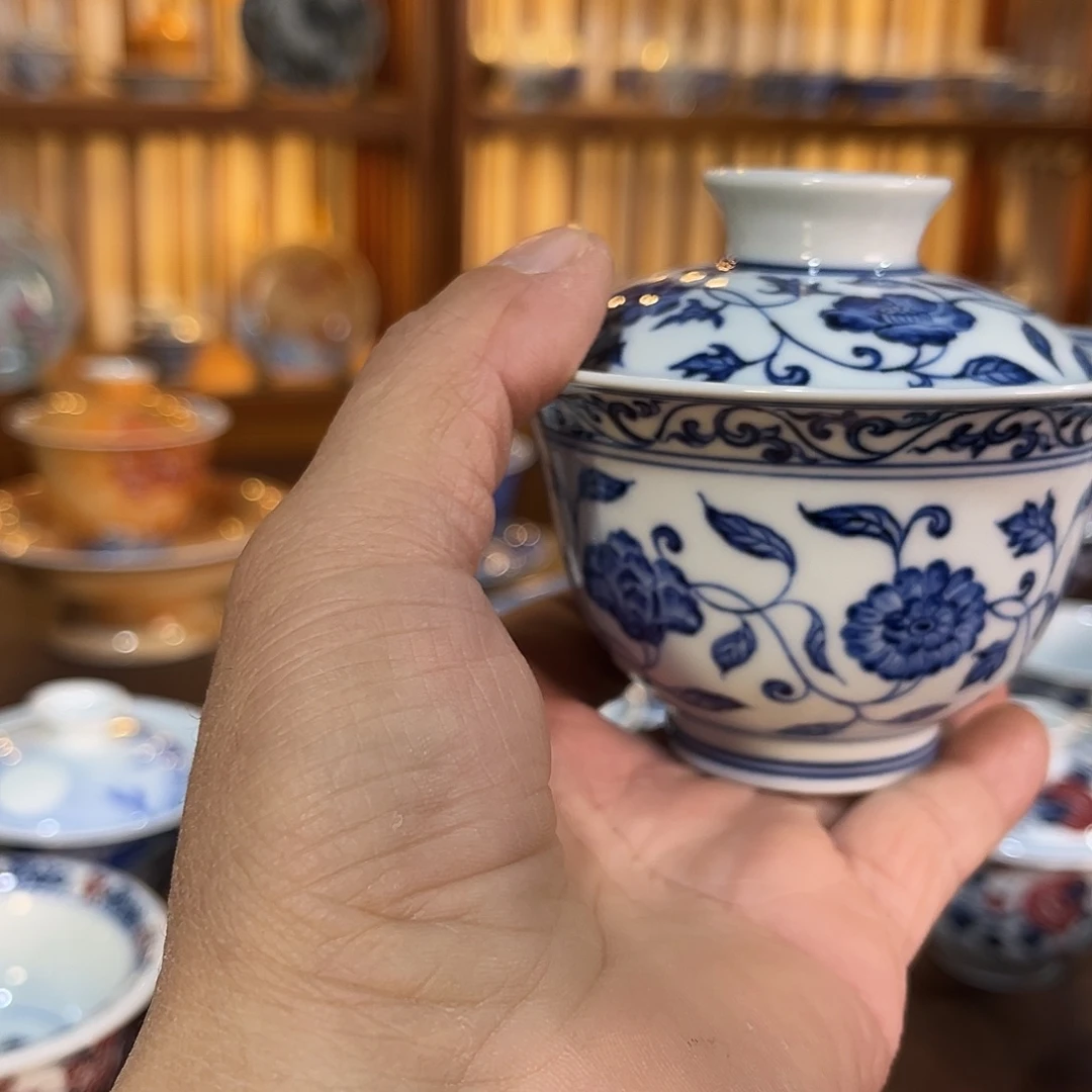 錡镇堂手工手绘盖碗