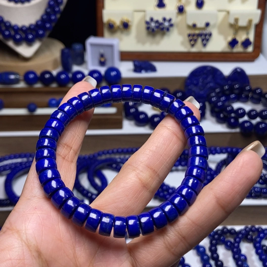 青金石未镶嵌精工药片手串8mm