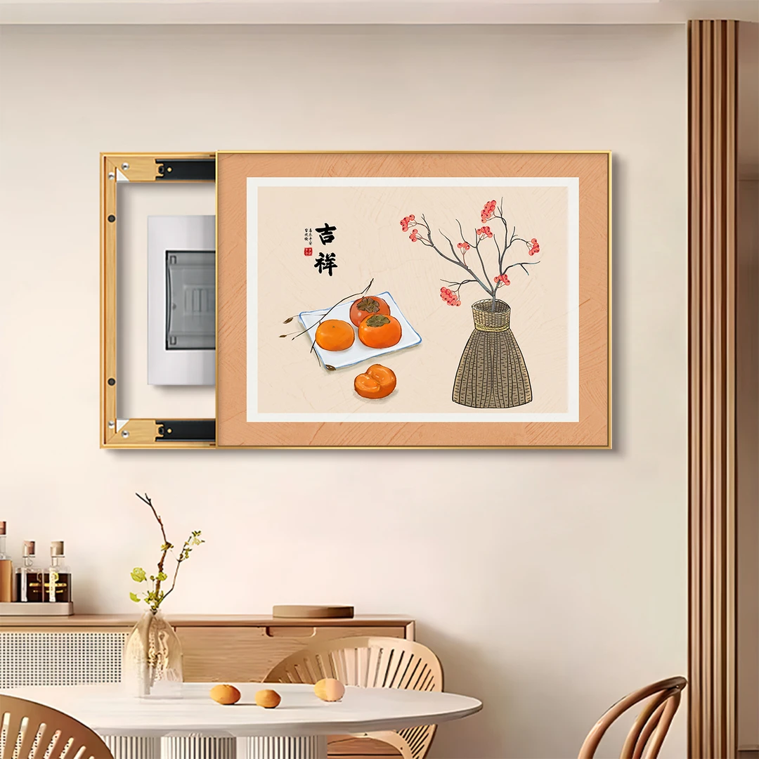 新中式电表箱装饰画现代简约弱电源配电箱盖板多媒体盒遮挡挂画