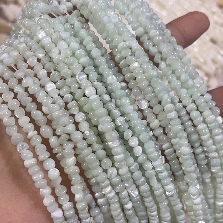 合金玛瑙/玉髓珠宝半成品一条4mm薄荷绿随形小豆豆