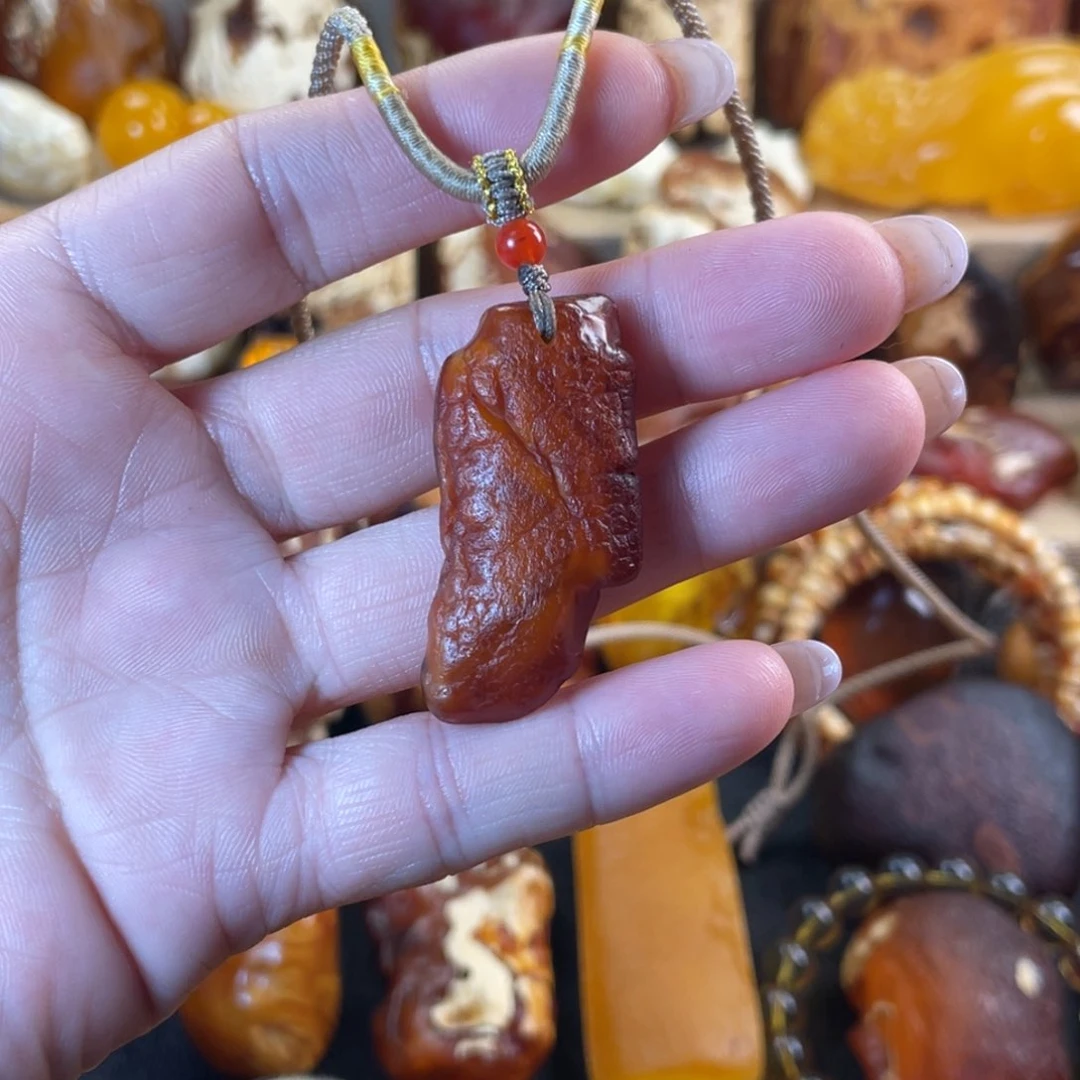 琥珀未镶嵌耳饰天然蜜蜡