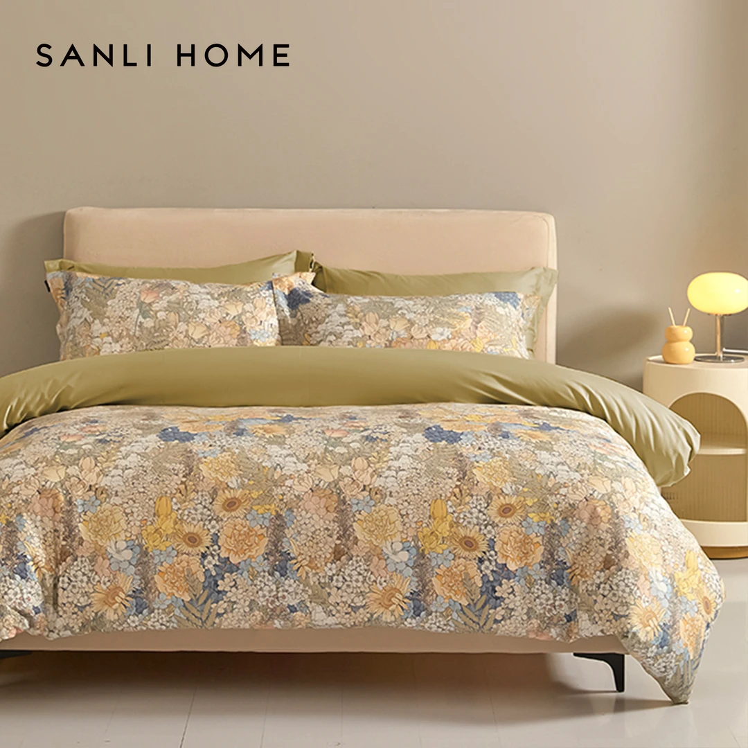 三利床上四件套新疆棉100%棉被罩全棉超柔高支轻奢四件套