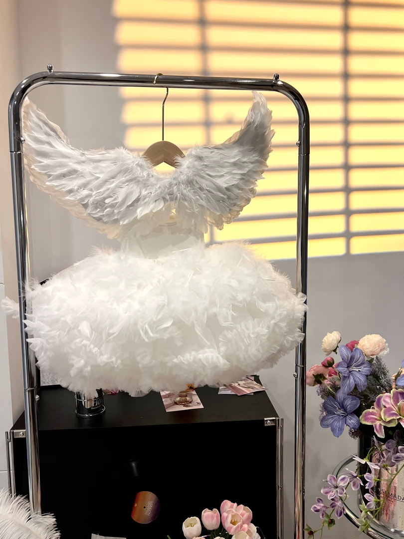 现货【羽梦天使】2025新款夏款女童高定礼服裙白色公主裙仙女裙儿童