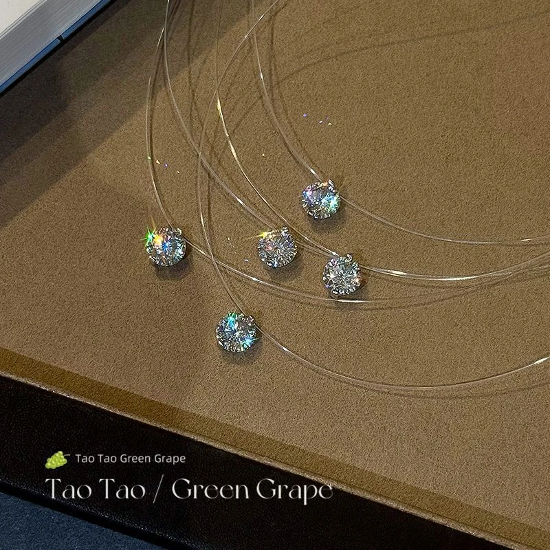 非金属树脂项链 人鱼之泪超闪项链女2025新款高级感鱼线锁骨颈链