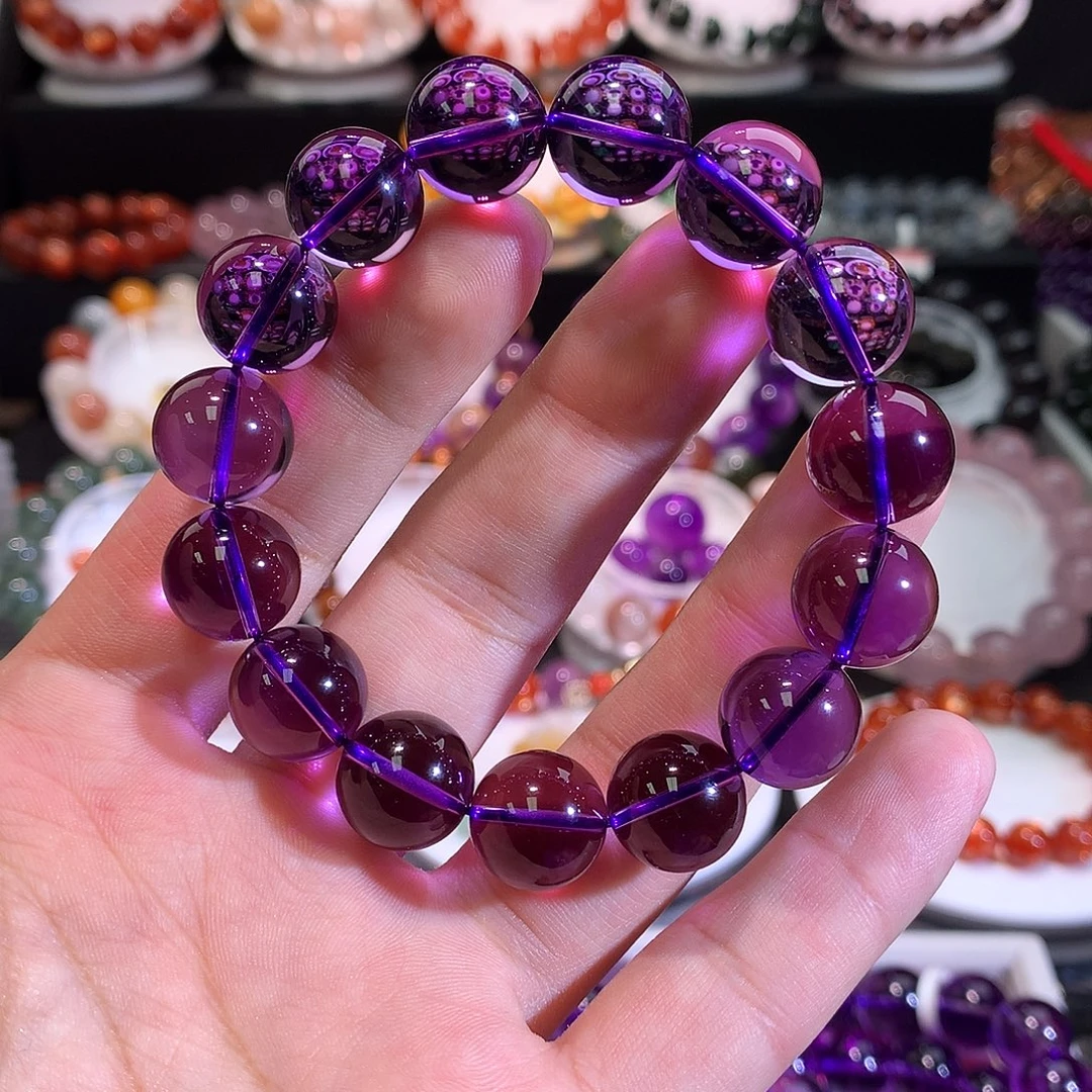 手链水晶未镶嵌巴西紫水晶尺寸有13-20m全净体