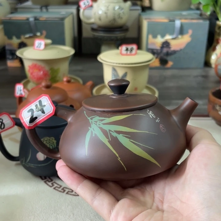 生***茶建水紫陶石瓢刻填壶