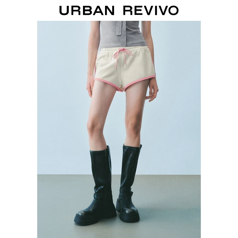 UR2025夏季新款女装休闲运动百搭撞色拼接抽绳短裤UYB650001