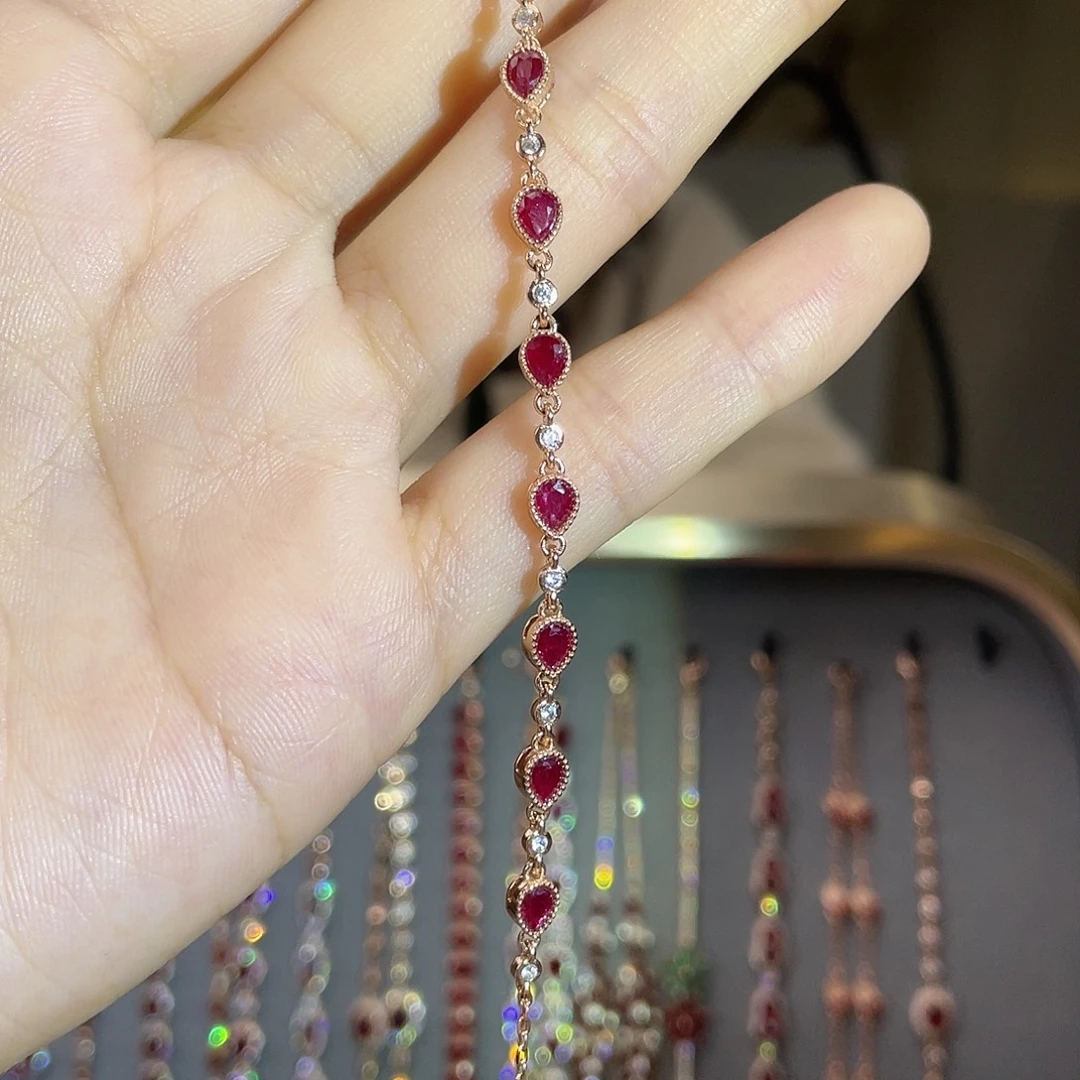 手链红宝石银S925镶嵌