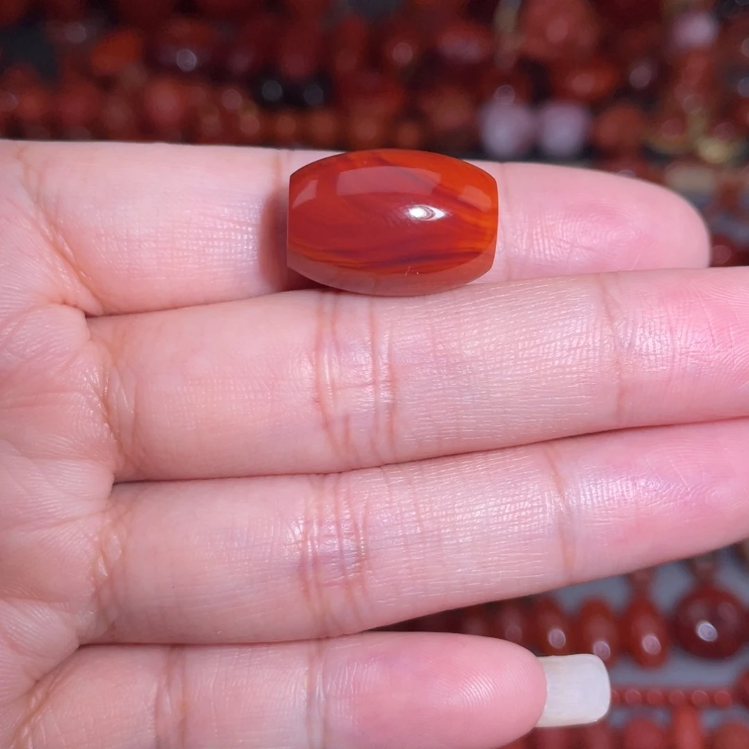 南红玛瑙未镶嵌瓦西火焰桶珠12.6mm