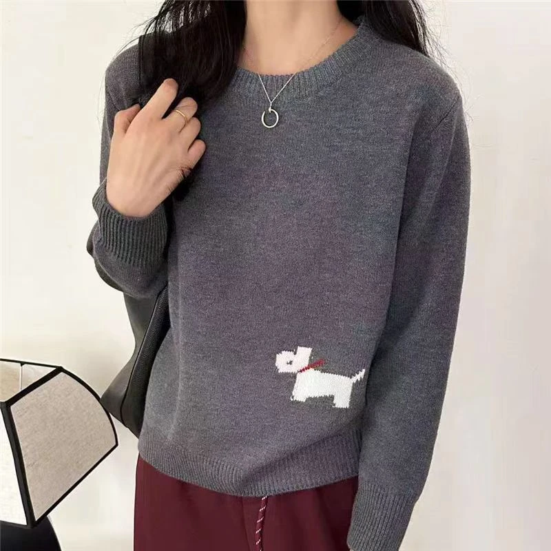 2025春款上新时尚休闲百搭网红圆领设计师宽松女士针织衫T810