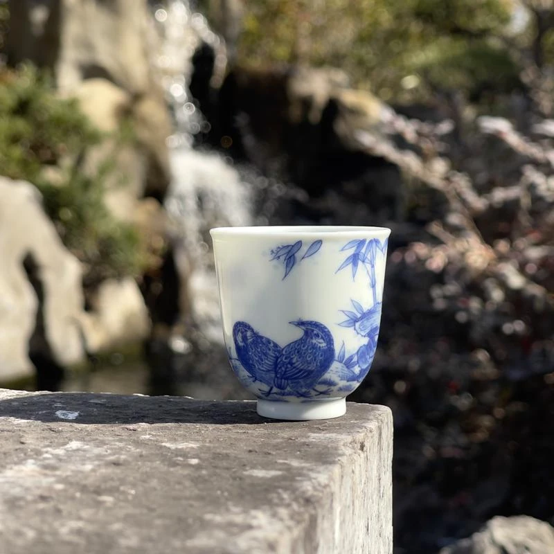 意然山坊 青花 鹌鹑闻香杯 口径4.5cm 高4.6cm 容量30ml