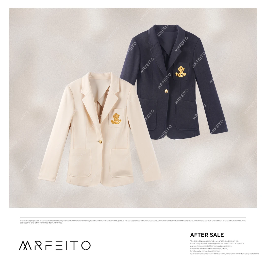 MRFEITO【木屿画报】2025新款学院风绣标女士西装H270XZ01D30462