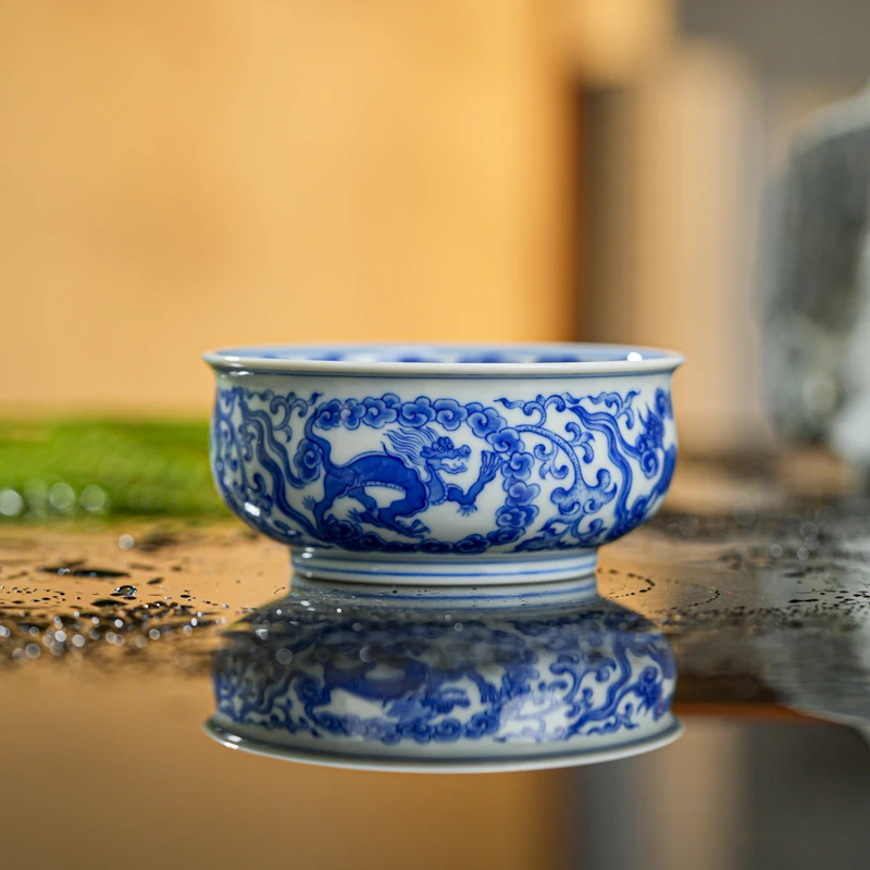 【小乔赏瓷】司陶坊青花四灵兽炉式杯stf5.