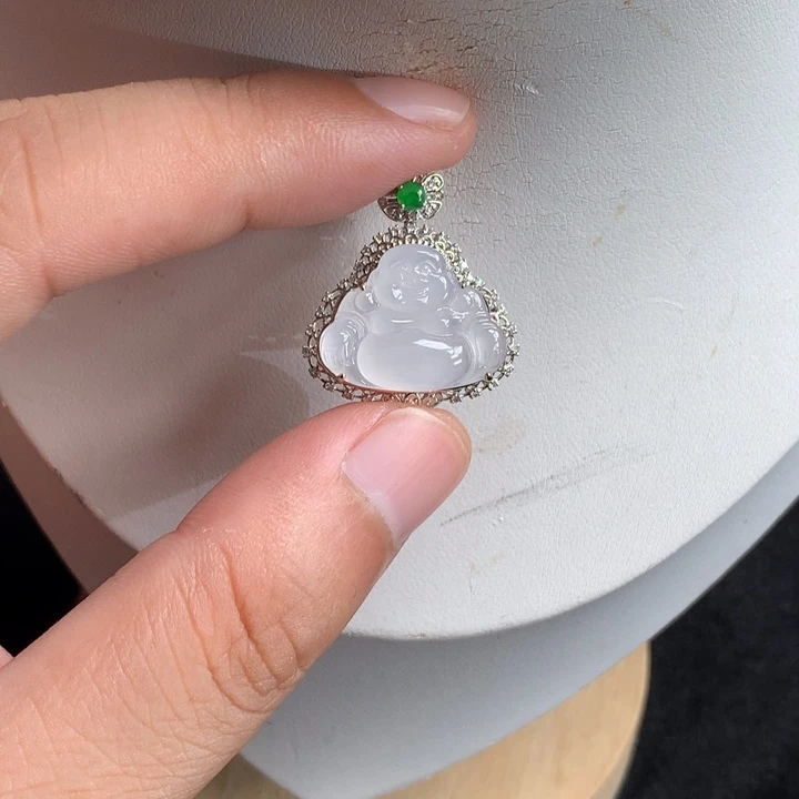 翡翠18K金镶嵌吊坠(不含链)