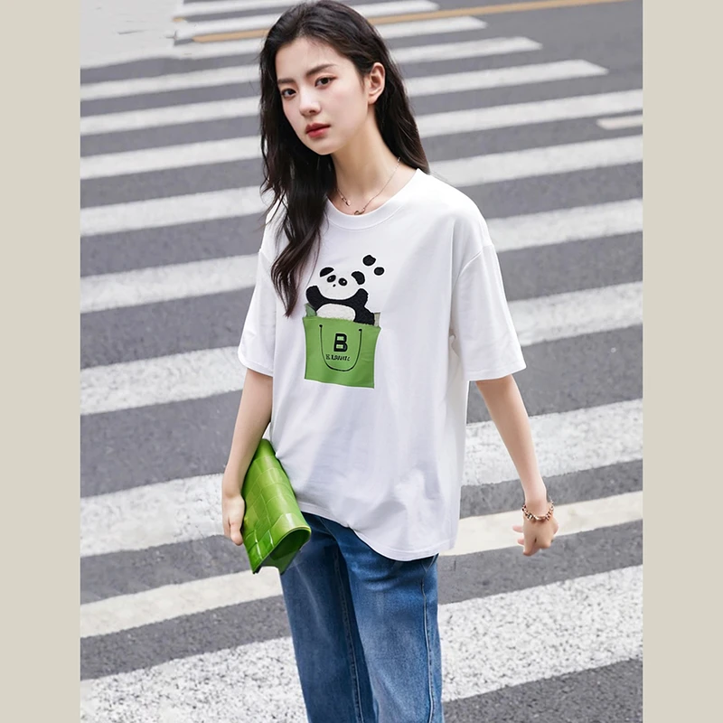 38703【B系列】休闲垂感印花刺绣T恤B3ST23007