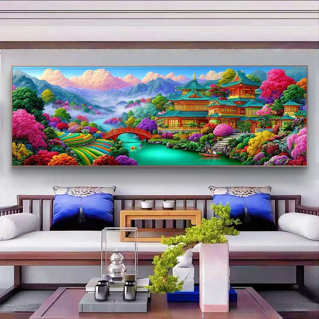 定制十字绣 原创版权金山梯田中格250*80没绣的f2224