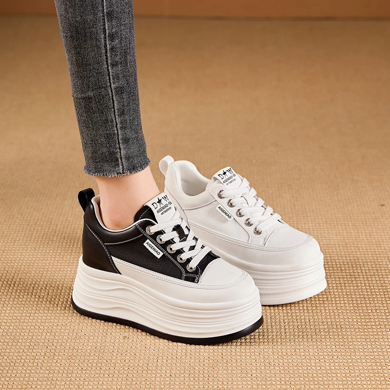 【8-12公分】经典百搭小白鞋春季新款松糕厚底小个子增高韩版休闲鞋