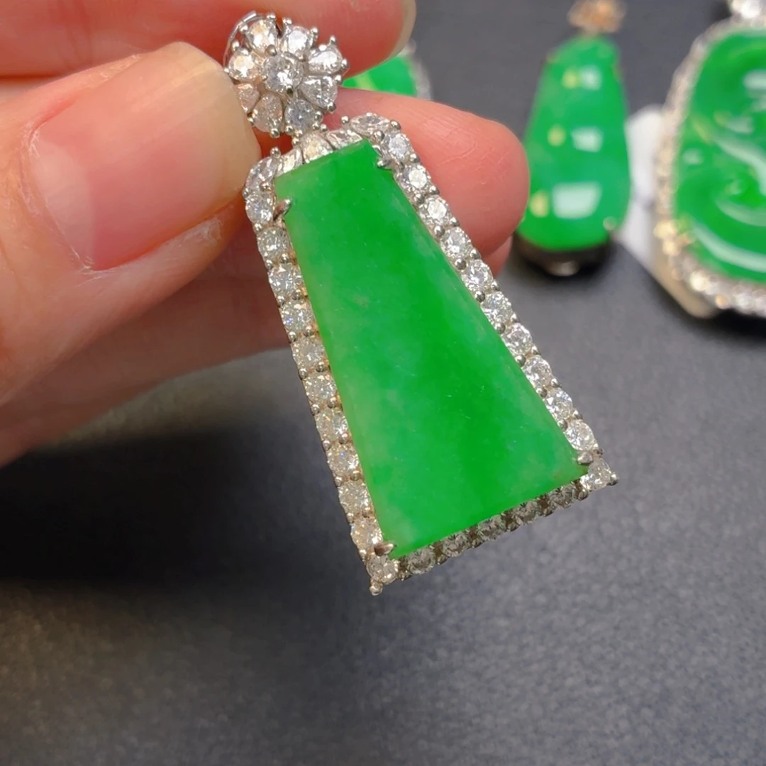 翡翠银S925镶嵌吊坠(不含链)