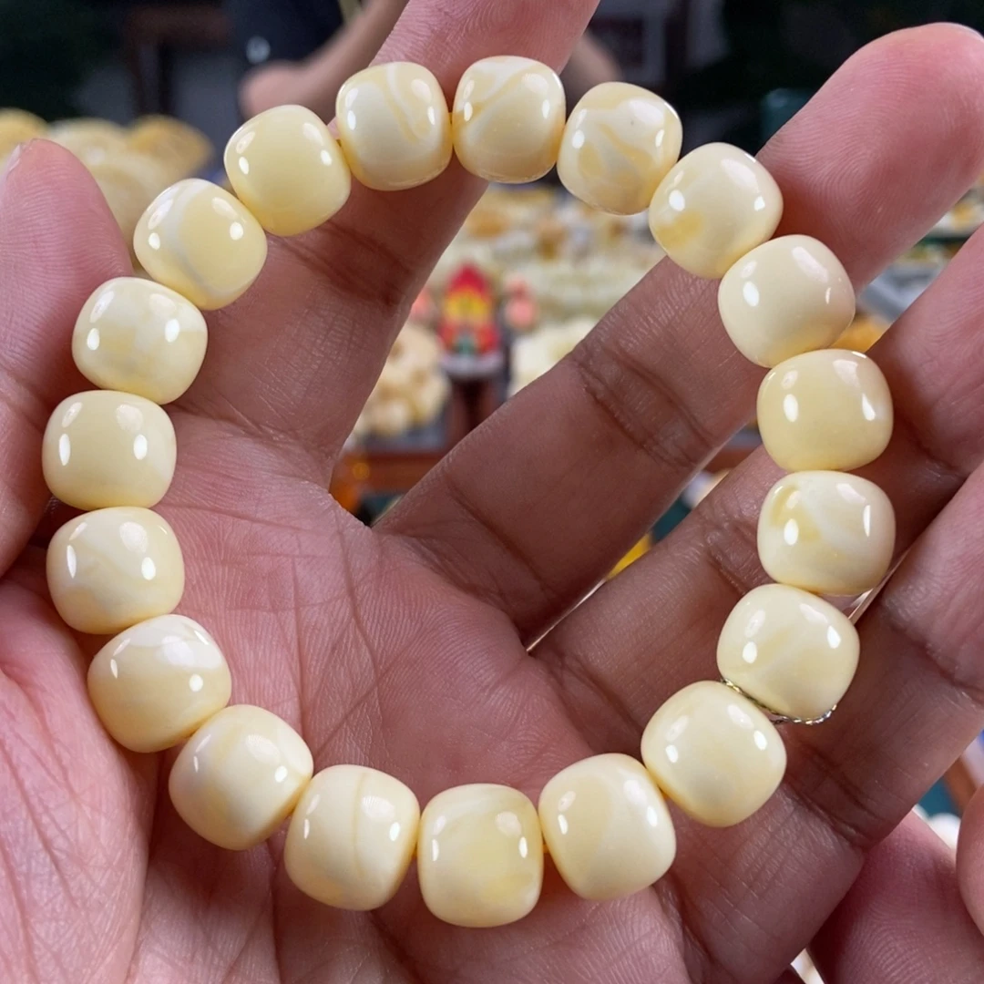 琥珀未镶嵌珠宝奇石12橘白蜡同料串21