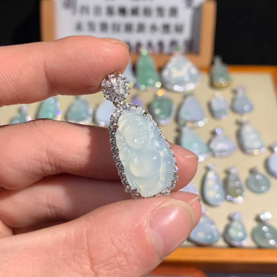 翡翠银S925镶嵌挂件