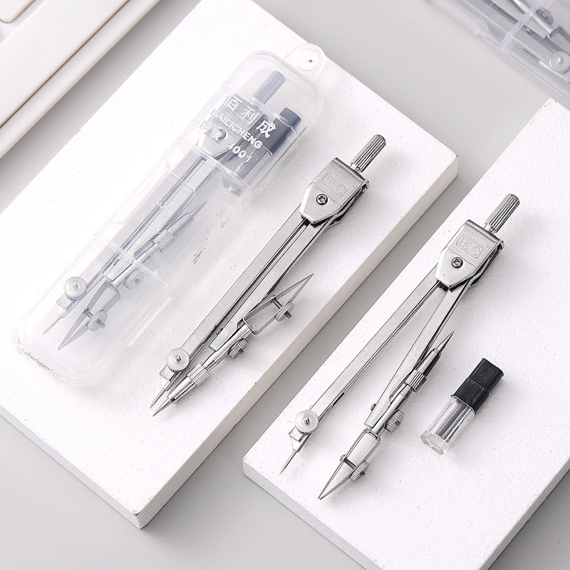 批发金属圆规4001款工程设计绘图仪器小学生绘画用含笔芯圆规套装