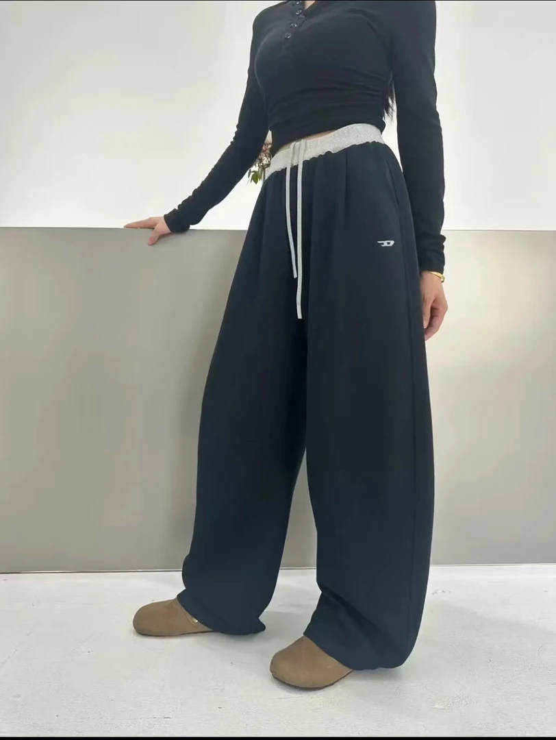 8838撞色腰头嘻哈风长裤卫裤抽绳运动裤休闲春秋运动风时尚