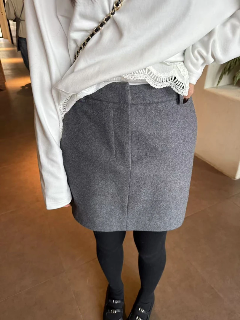 YOUCAI24冬季｜灰色毛呢短裙