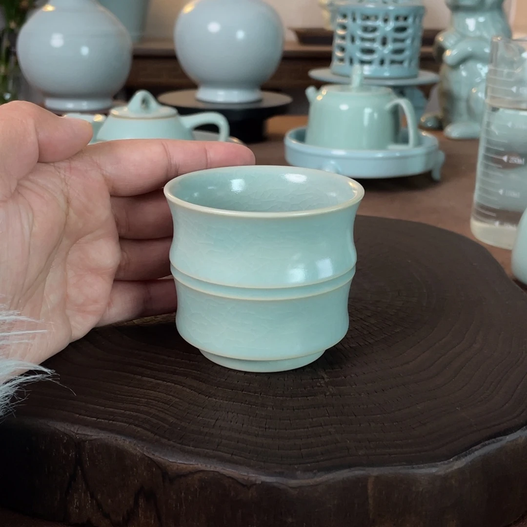 瓷竹节杯原矿汝瓷当代