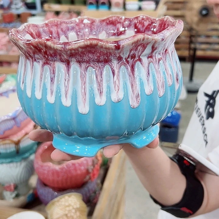 有孔.凑满10元发货多肉陶瓷花盆！