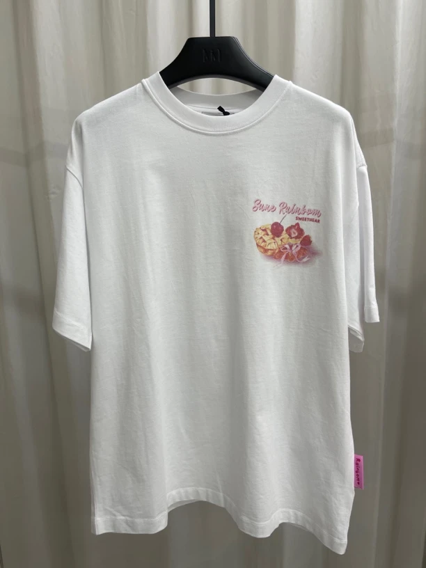 SR白色字母印花半袖T