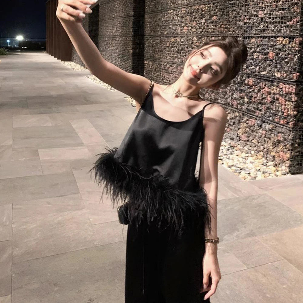 2025夏季新款时尚纯欲吊带上衣/阔腿裤套装简约时尚