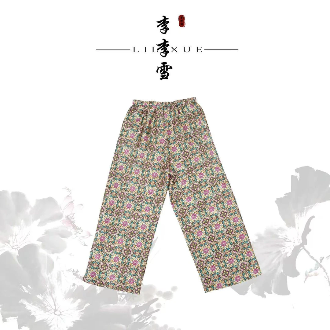 LILIXUE『绮绣云舒』新中式国风八分提花贵妇裤JS0104