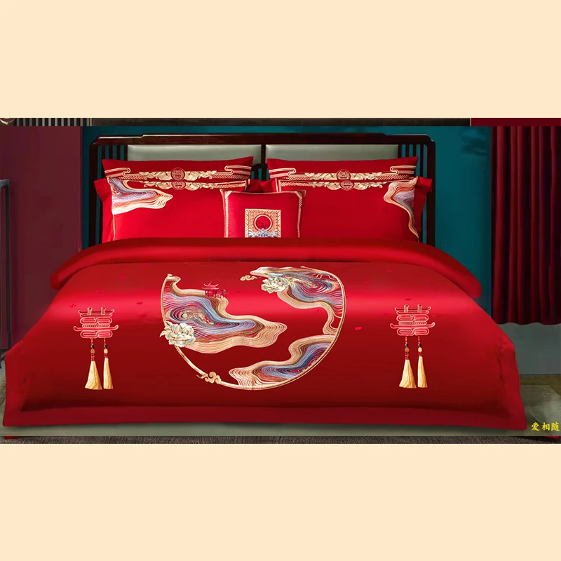 骆易家「爱相随」陪嫁物品女方全套结婚用品被子床上四件套礼盒