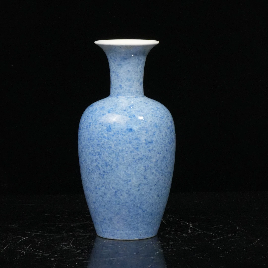 lot16608 6385 清晚期  洒蓝釉观音瓶 H:18